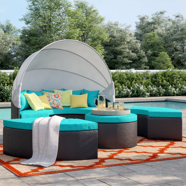 Sol 72 Outdoor Brentwood 86 5 Wide Outdoor Wicker Patio Daybed With Cushions Reviews Wayfair