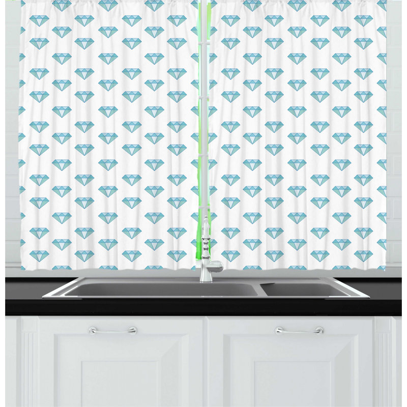 East Urban Home Turquoise Blue Pattern Of Diamond Motif With