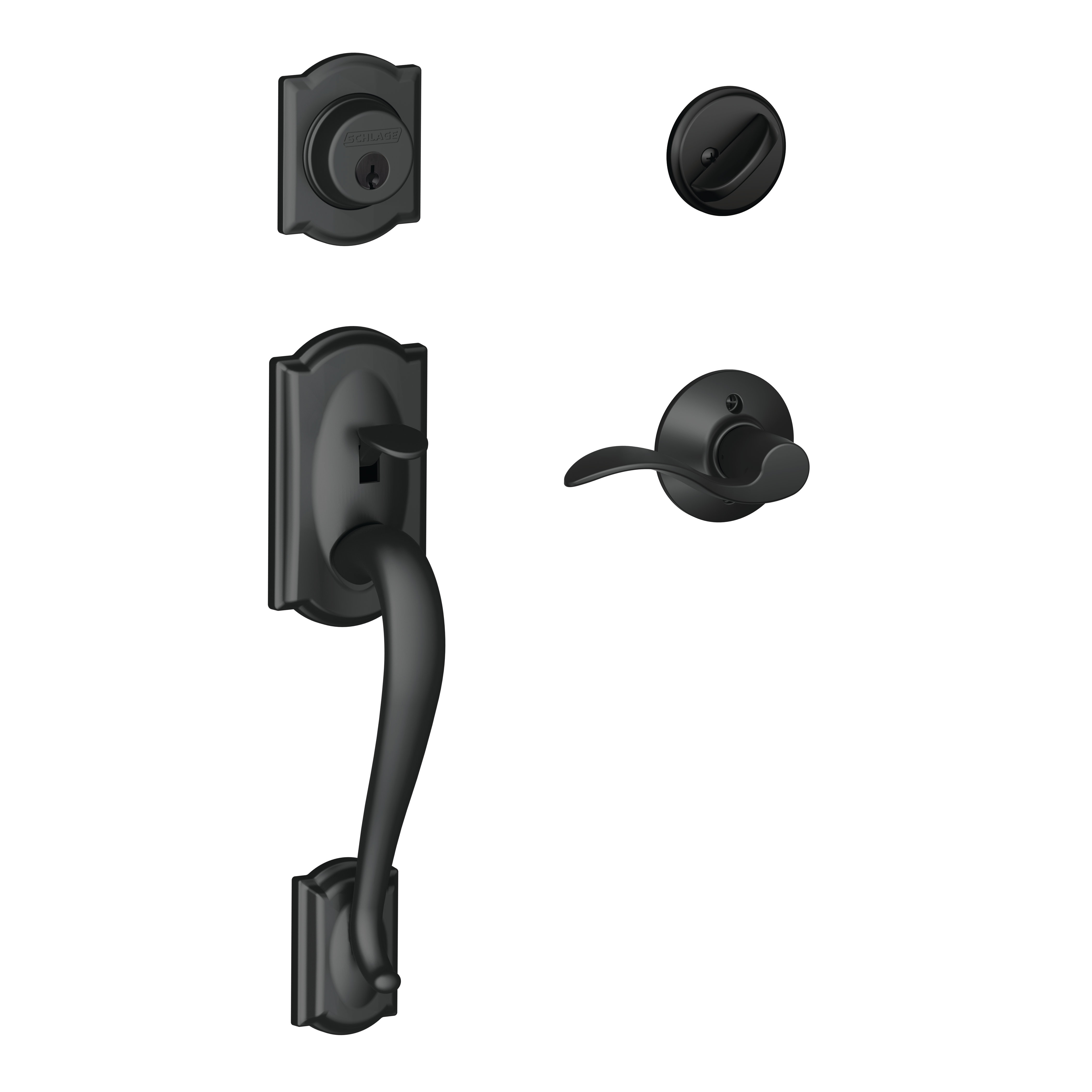 Schlage Camelot Handleset With Single Cylinder Deadbolt And Accent