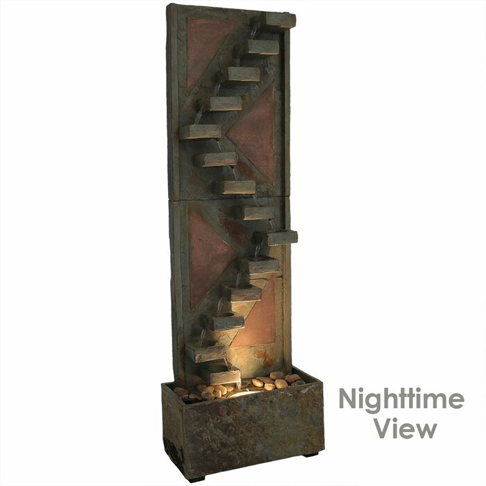 Millwood Pines Slate Stone Fountain with Light & Reviews | Wayfair