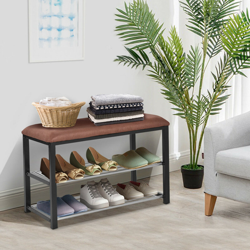 Winston Porter 2 Tier Soft Seat Shoe Storage Bench Reviews Wayfair 2 Tier Soft Seat Shoe Storage Bench