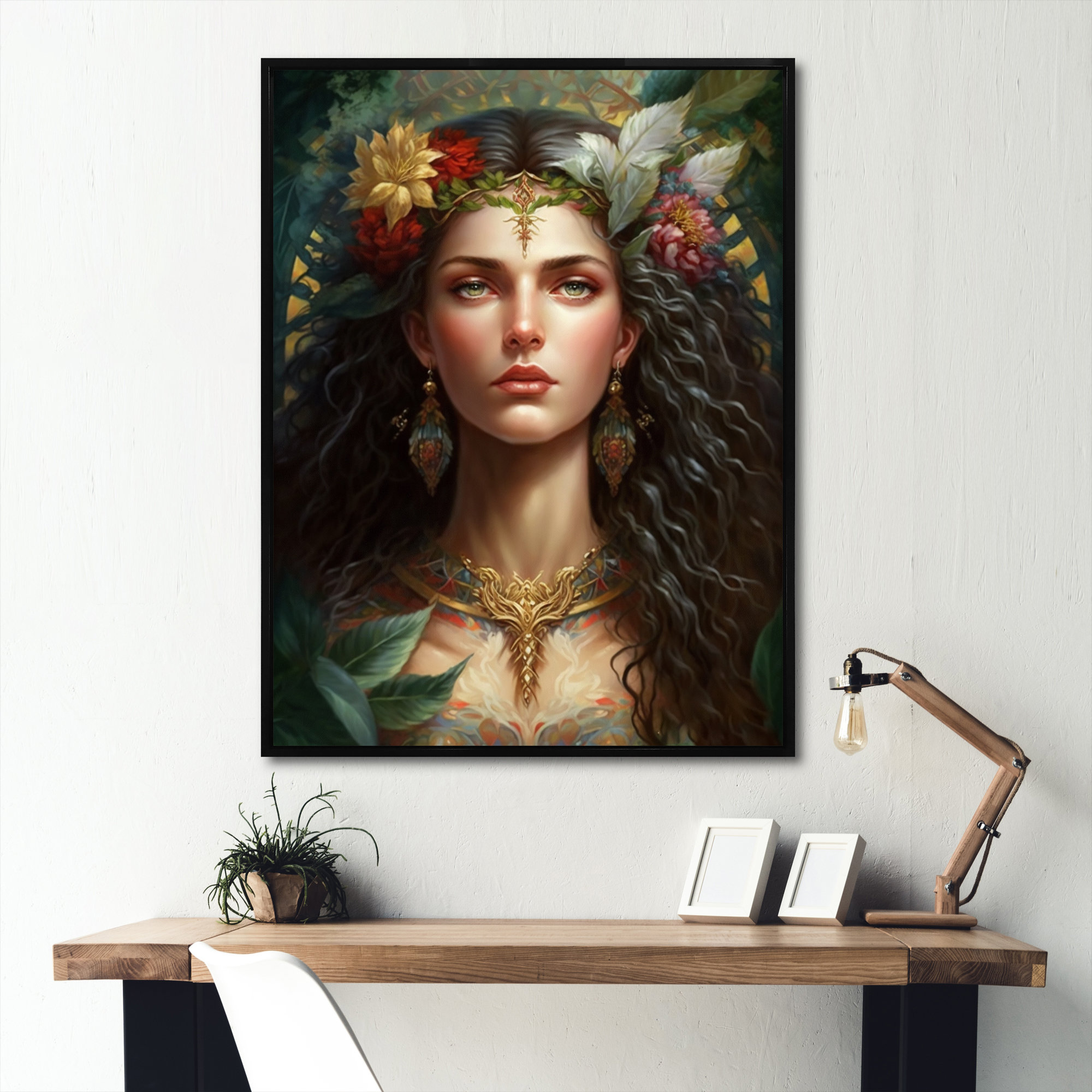 Wildon Home® Woman In Floral Head Piece Print on Canvas Wayfair