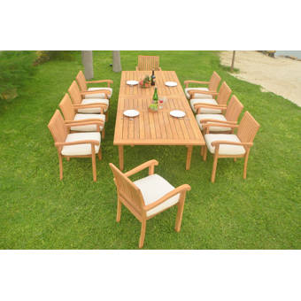 Rosecliff Heights Massenburg 11 Piece Teak Dining Set Wayfair