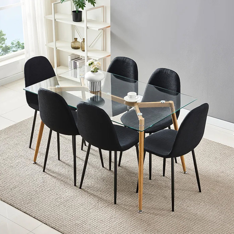 (incomplete) Cavallaro 6 - Person Dining Set Table Base Color: Black