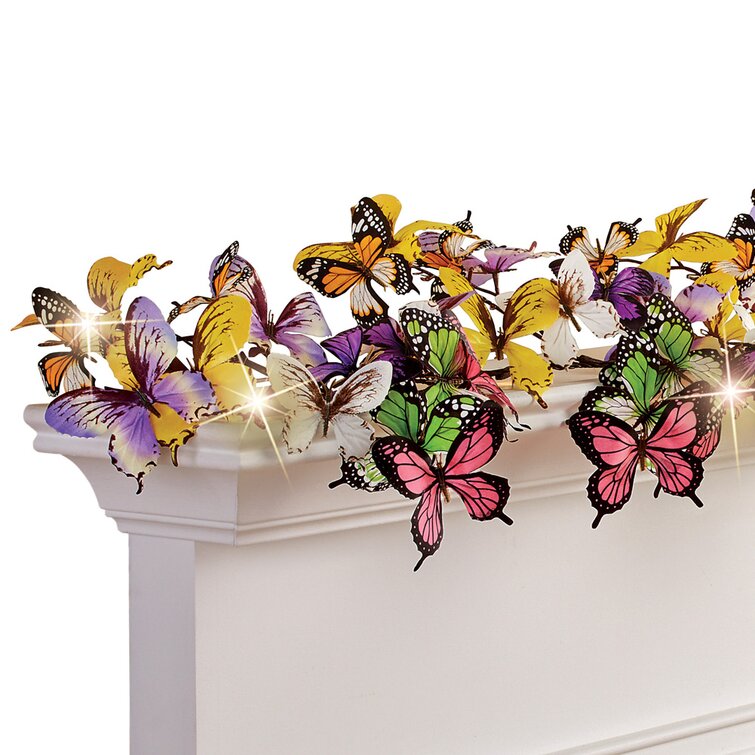 BUTTERFLY GARLAND 6 FEET X 9 INCHES EACH 2 FOR $23.88 SIMPLY BEAUTIFUL!!! 9"!!! 