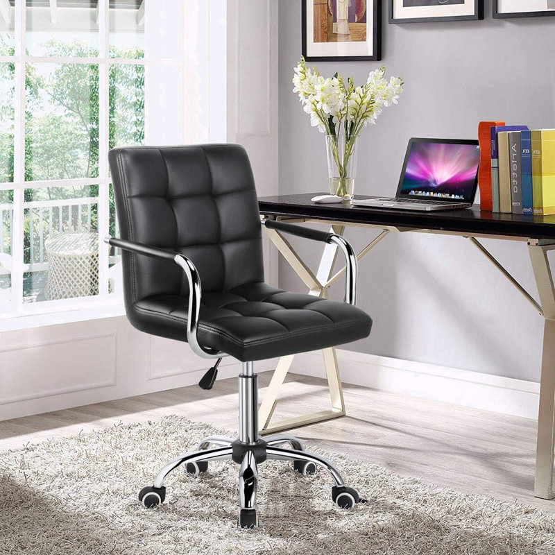 Rawtenstall 360° Swivel Height Adjustable  Ergonomic Office Chair with Removable Arms Upholstery Color: Black