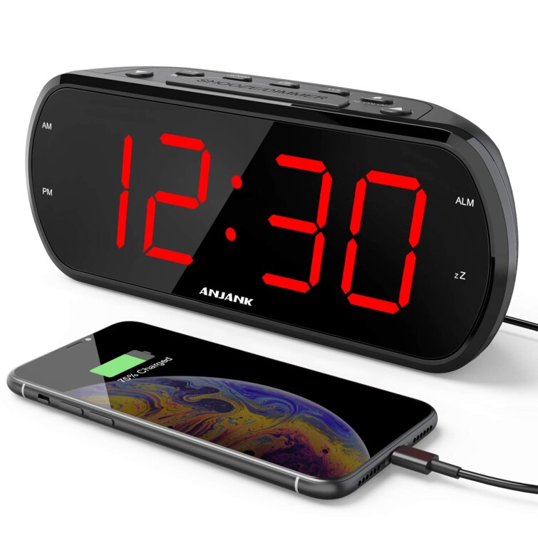 Dimmer Alarm Clock for Heavy Sleepers Battery Backup Desk Bedside Alarm Clock for Bedroom Dual Alarm Clock with Large Number Digital Alarm Clock with USB Charging Port Volume Snooze 