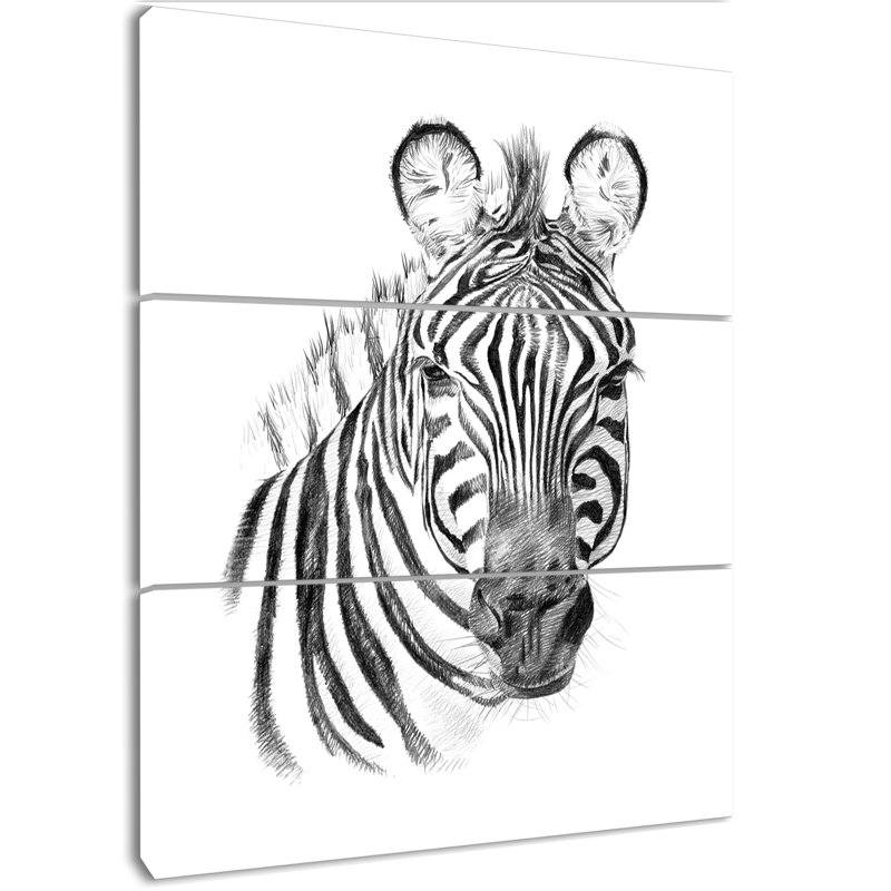 East Urban Home Pencil Zebra Sketch In Black And White Oil