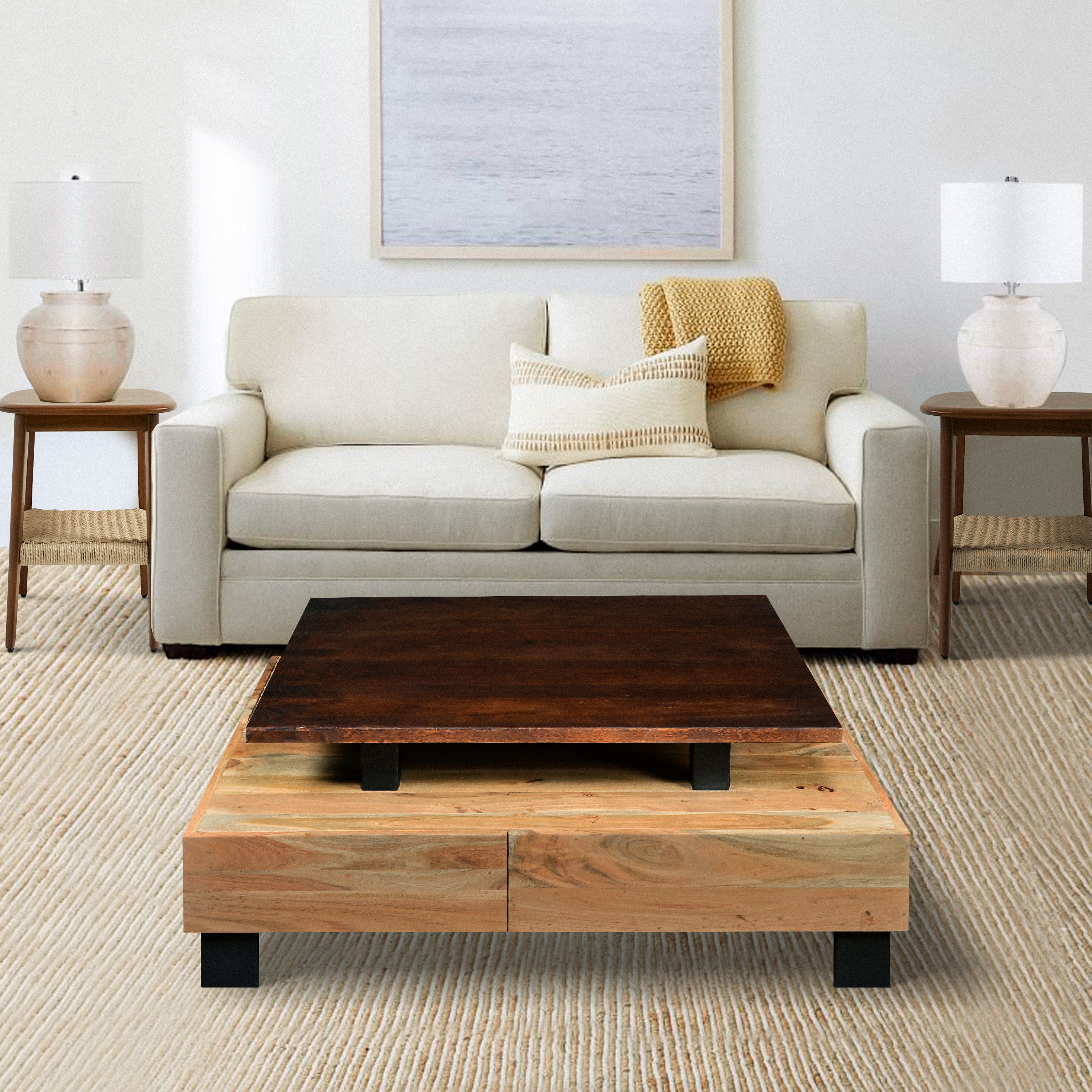Gracie Oaks Kea Solid Wood Frame Coffee Table Wayfair