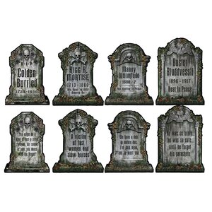 Halloween Tombstone Cutouts (Set of 16)