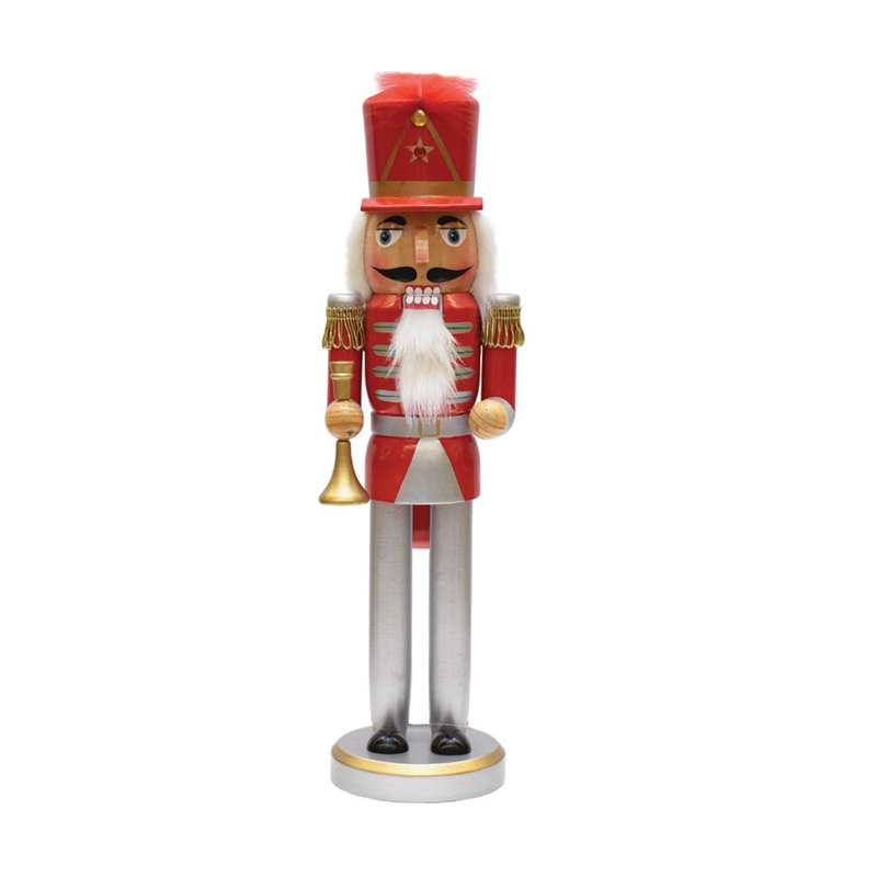 Northlight 14 Decorative Redsilver And Gold Wooden Christmas Nutcracker With Horn