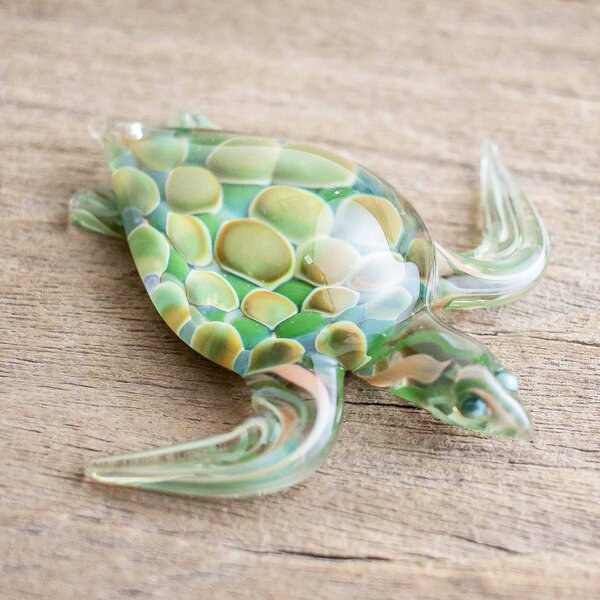 Bay Isle Home Camellia Leatherback Turtle and Art Glass Figurine | Wayfair