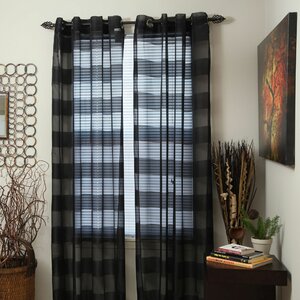 Bold Striped Sheer Grommet Single Curtain Panel