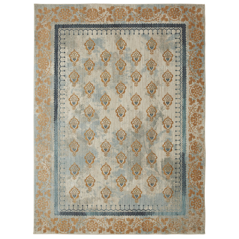 Patina Vie Lakeside Cottage Gold/Blue Area Rug & Reviews Perigold