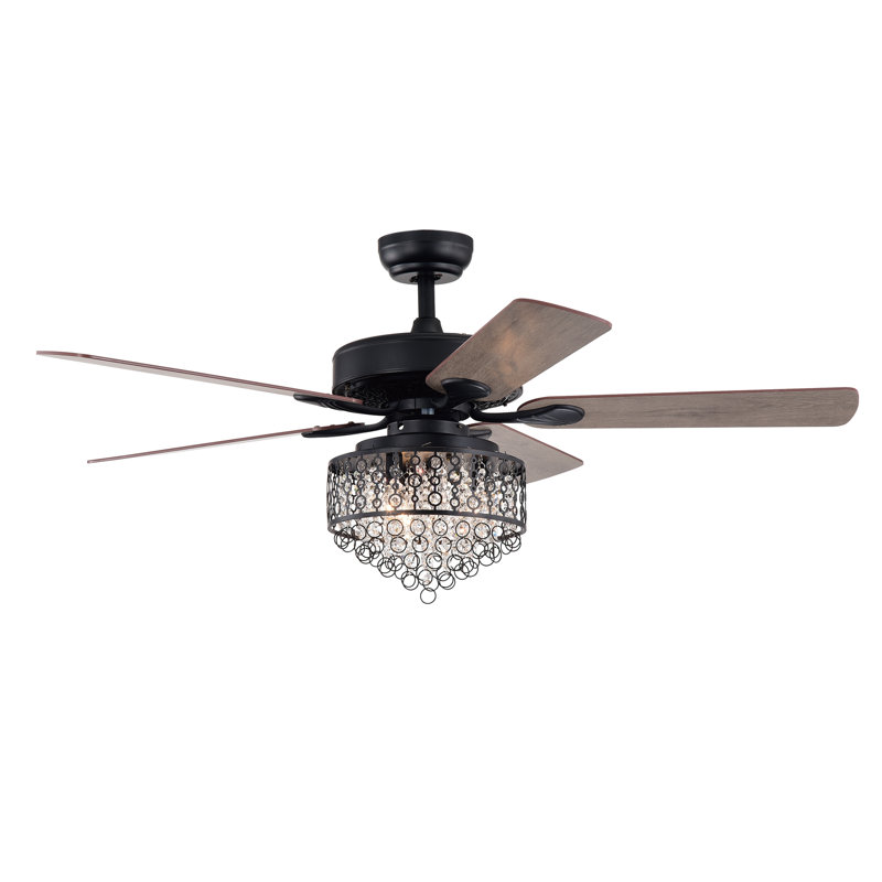 Rosdorf Park 52" Napavine 5-Blade Crystal Ceiling Fan with ...