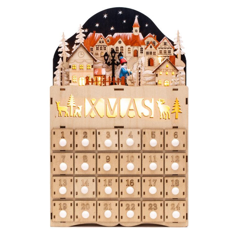 The Holiday Aisle® Wooden Christmas Village Advent Calendar &amp; Reviews