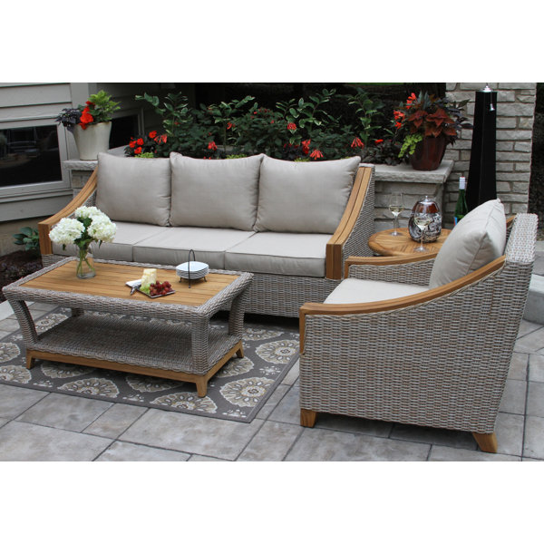 Rosecliff Heights Kincaid 3 Piece Rattan Sofa Seating Group With