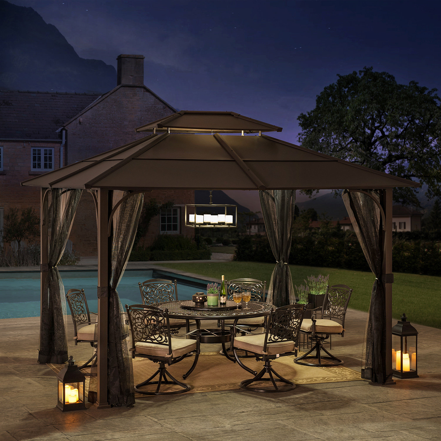 12 Ft. W x 10 Ft. D Steel Patio Gazebo 
