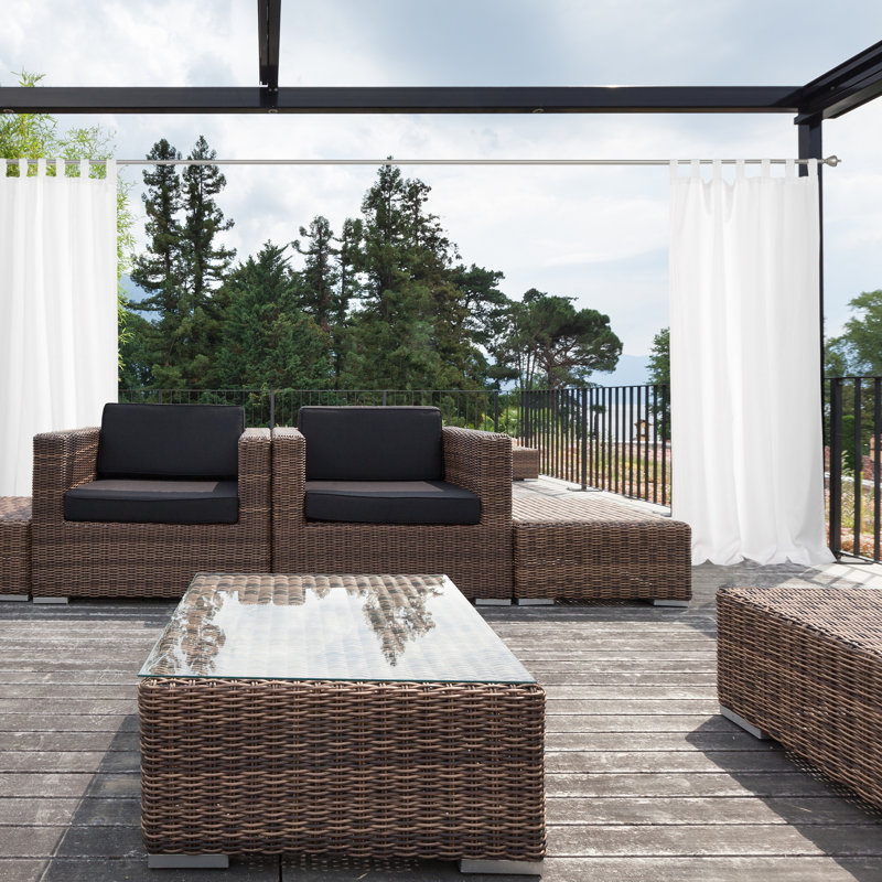 Gracie Oaks Waconia Solid Semi Sheer Outdoor Tab Top Curtain
