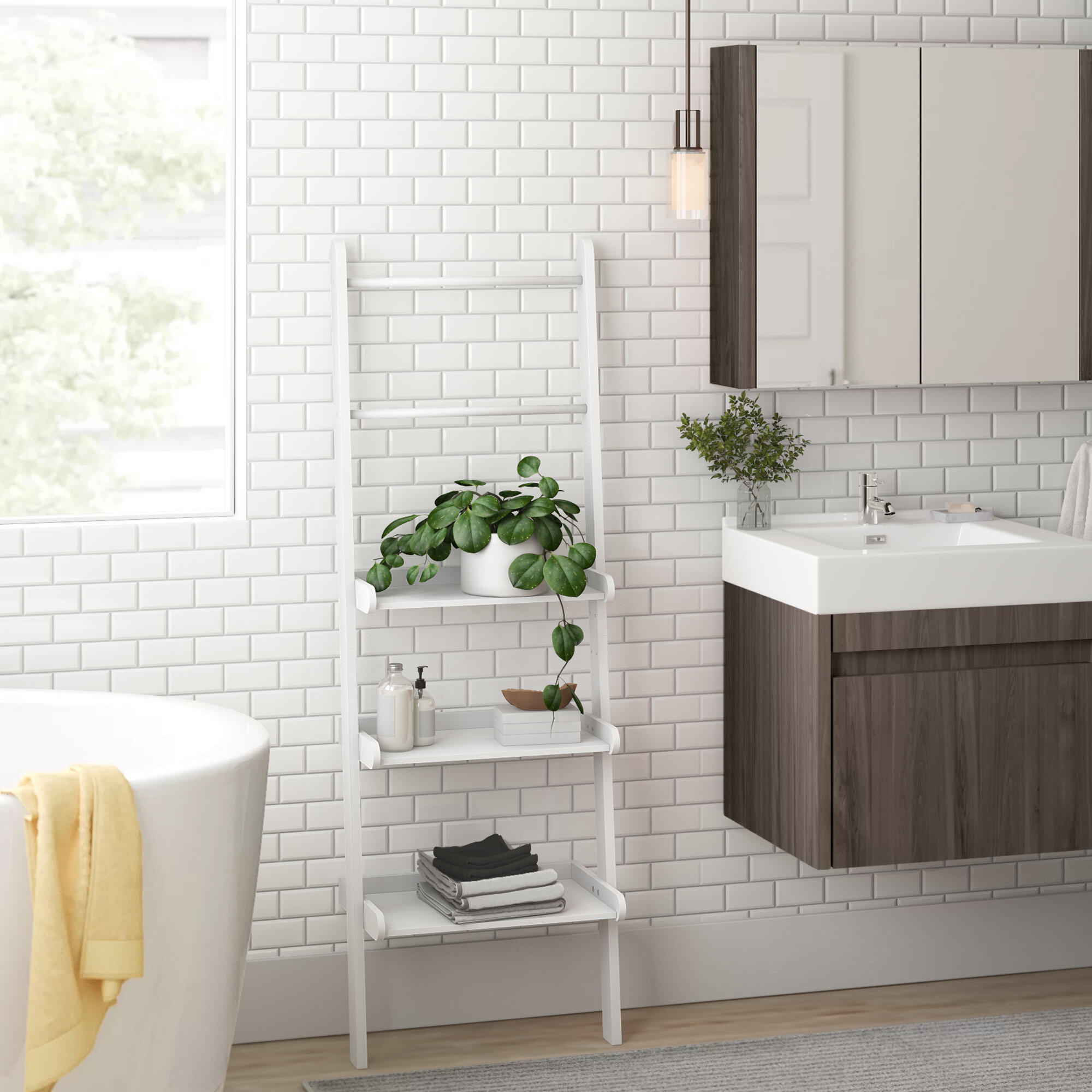 bathroom stand alone shelves