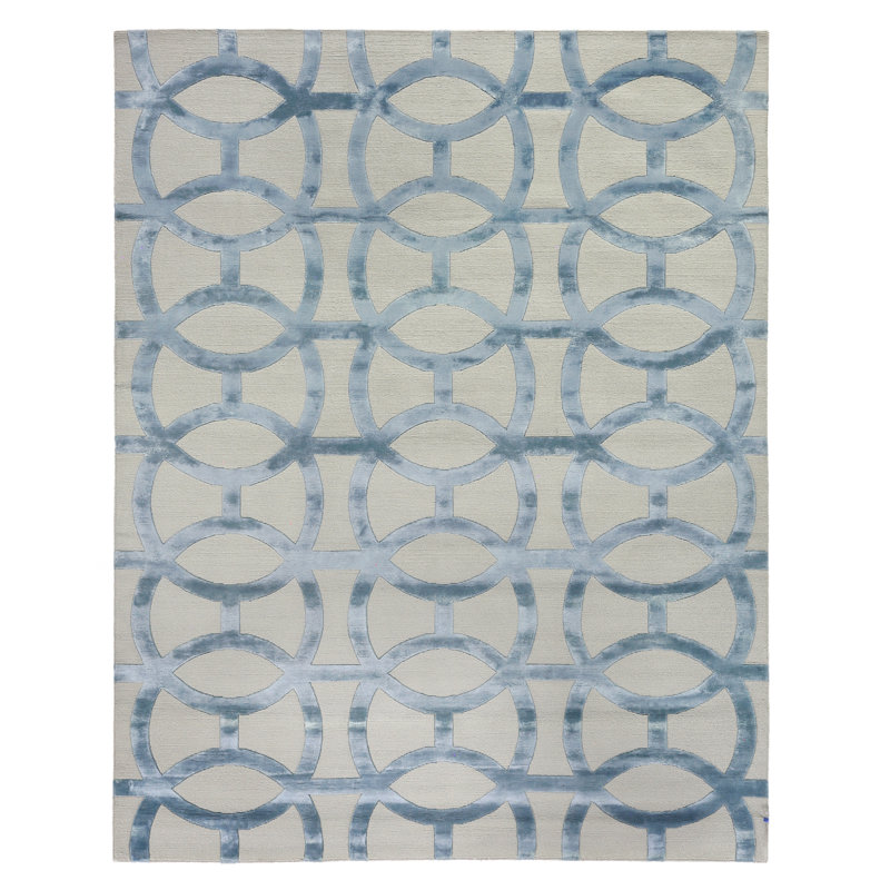 Exquisite Rugs Harmonic Geometri Hand Knotted Wool Gray Blue Area Rug Wayfair