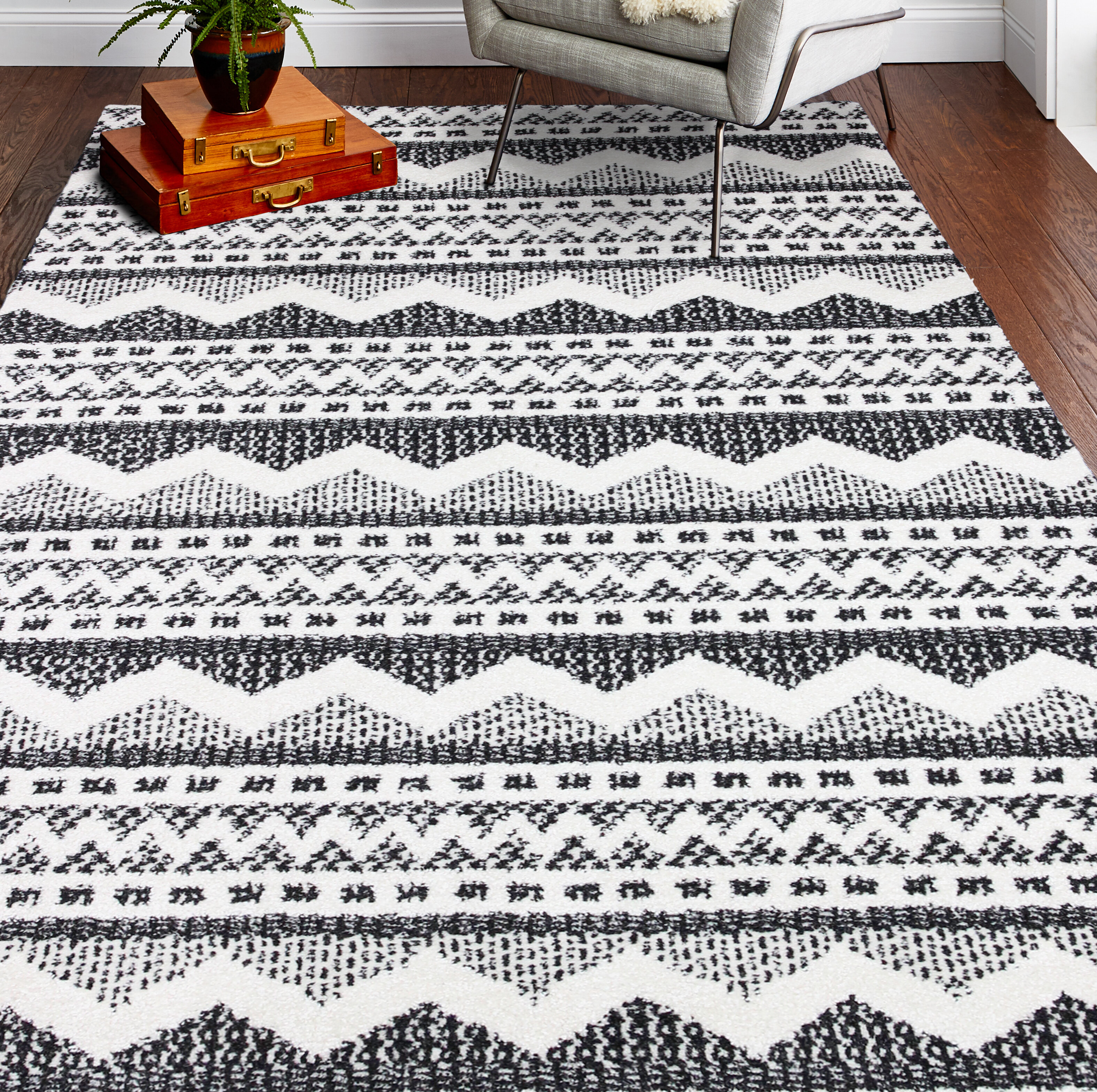 A2Z Rug Geometric Area Rugs Grey White Modern Carpet Living Dining Rug Bedroom 