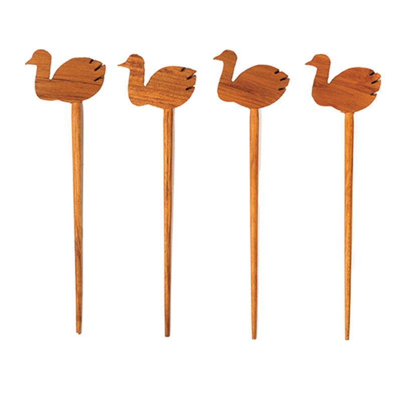 Teak Pick with Geese Cheese Marker