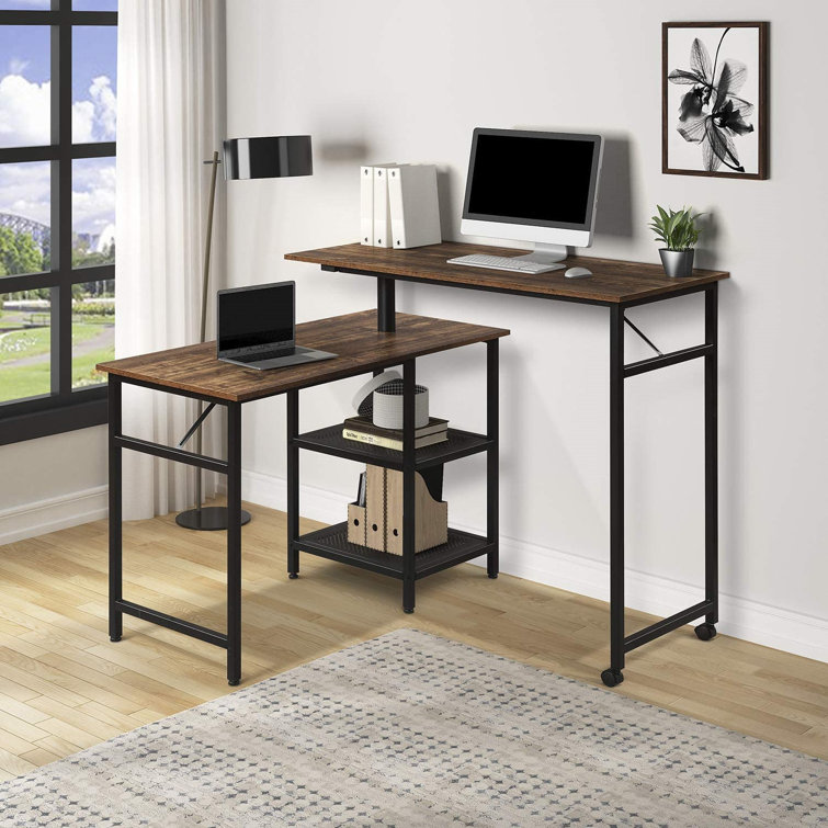 Home Office L Shaped Rotating Standing Computer Desk 360 Degrees Free Rotating 