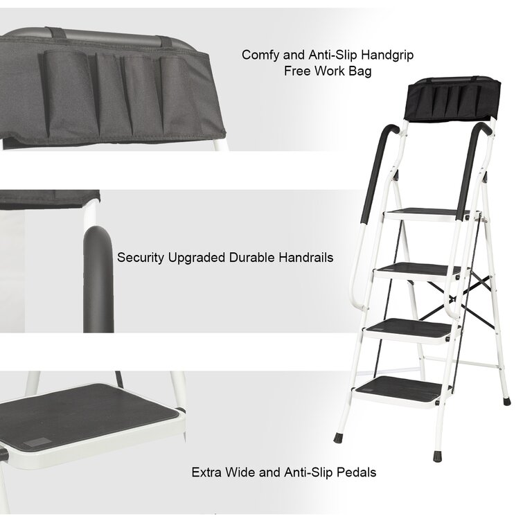 Folding Portable 4-step Safety Ladder Household Tool Bag Home Folding Ladder USA 