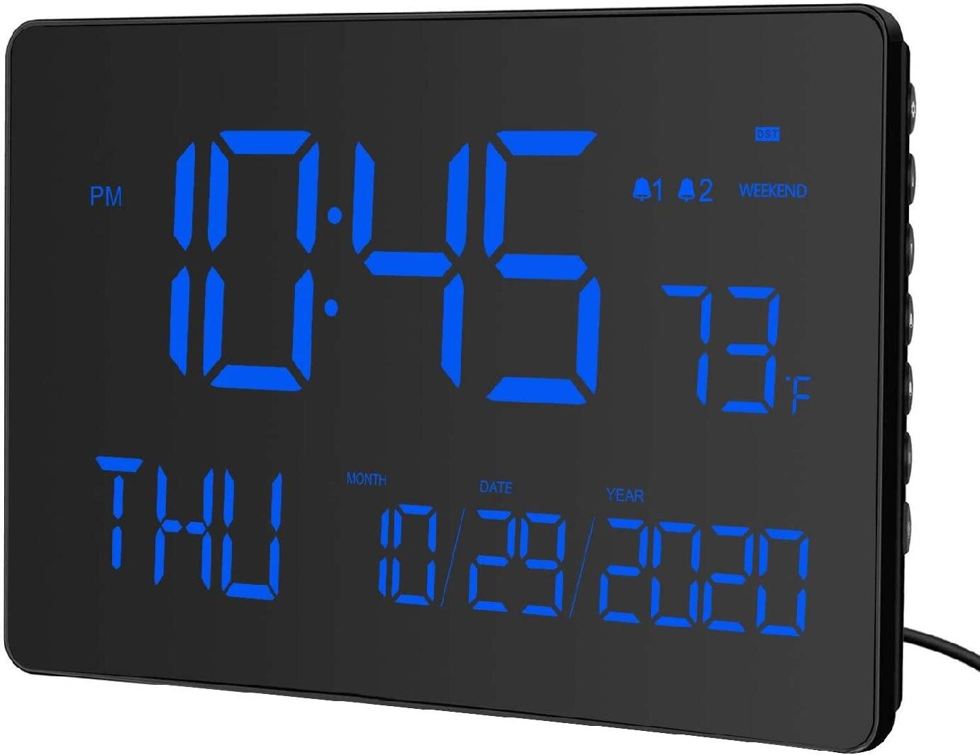 Details about   LED Digital Wall Alarm Clock Calendar Large Display w/ Indoor Temperature Date 