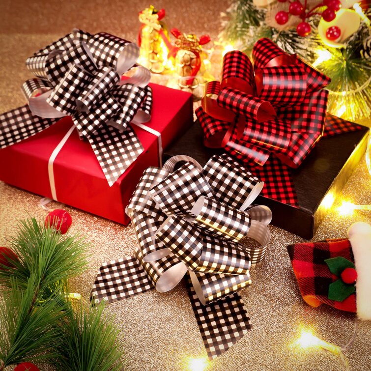 Christmas Ribbon Mini Bow Ties-Tartan-Stripes-Gingham-Red/Green-3cm x 15cm