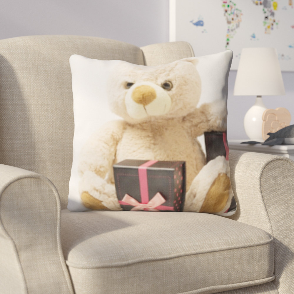 Zoomie Kids Hicks Teddy Bear Next To Gifts Throw Pillow Wayfair