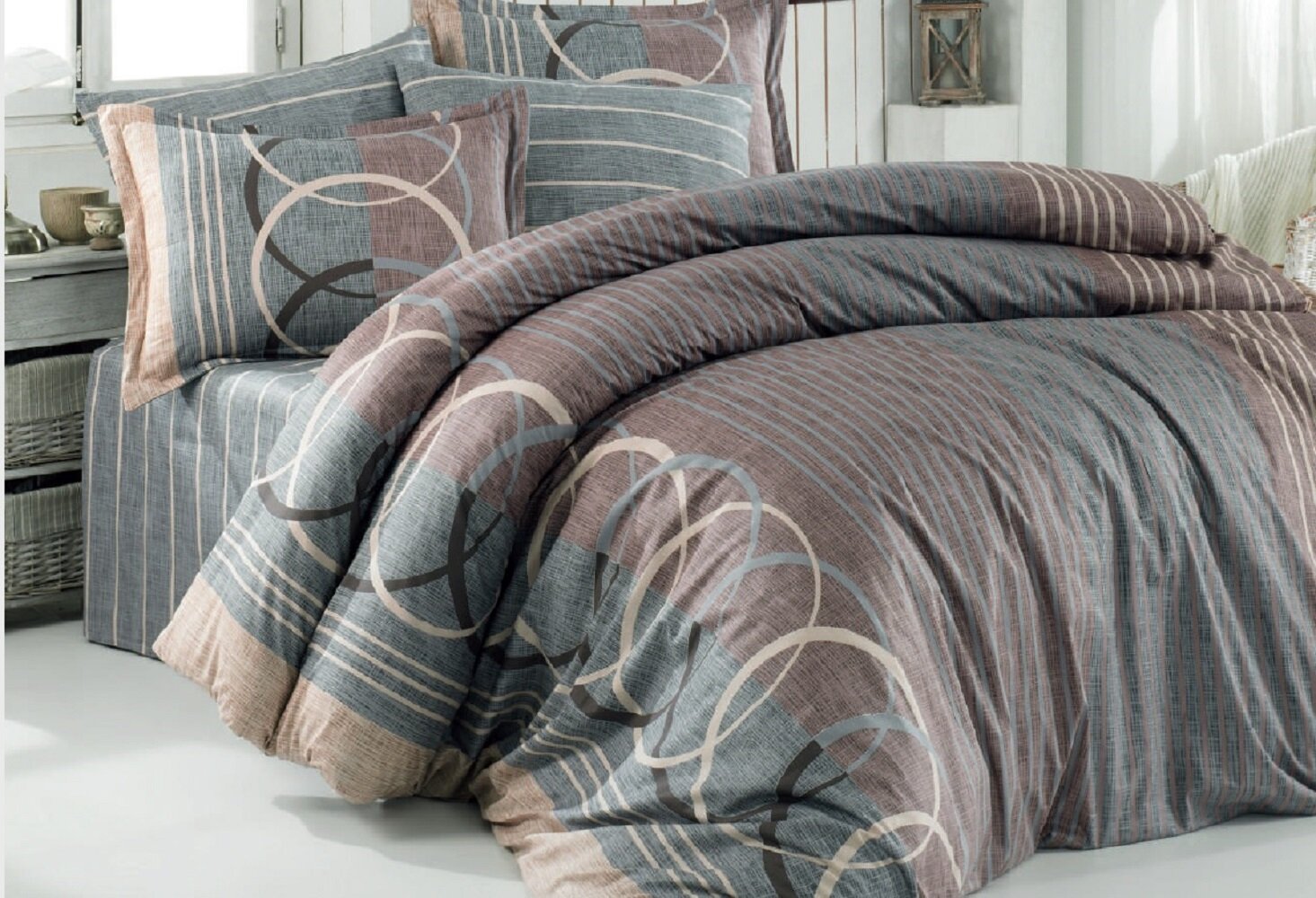 grey and brown duvet cover