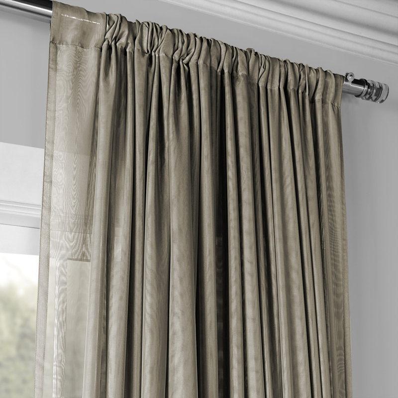 Beachcrest Home Tiya Double Layered Solid Sheer Rod Pocket Curtain