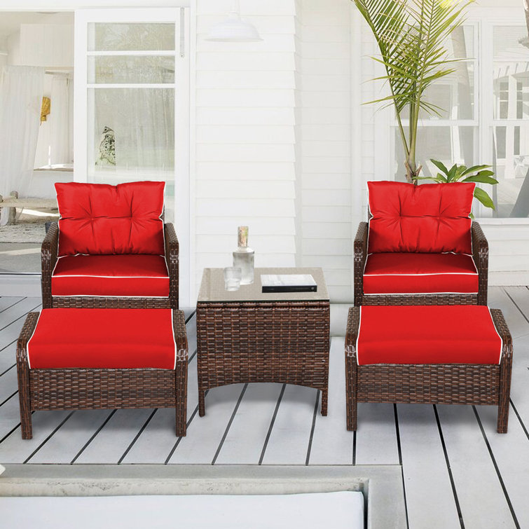 Latitude Run® Bren Wicker/Rattan 2 Person Seating Group with Cushions & Reviews Wayfair