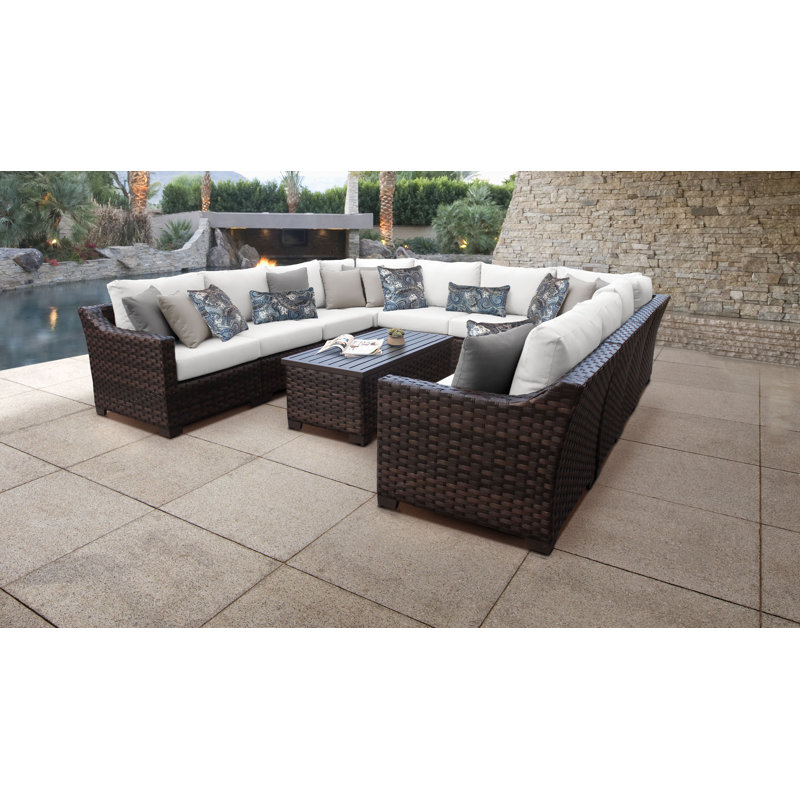 Kathy Ireland Homes Gardens By Tk Classics River Brook 11 Piece Rattan Sectional Seating Group With Cushions Wayfair