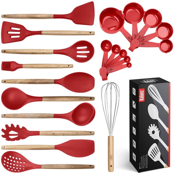 Pakka Wood 6-Pc Kitchen Utensil Set w/ Wooden Measuring Spoon & Cooking Spurtle 