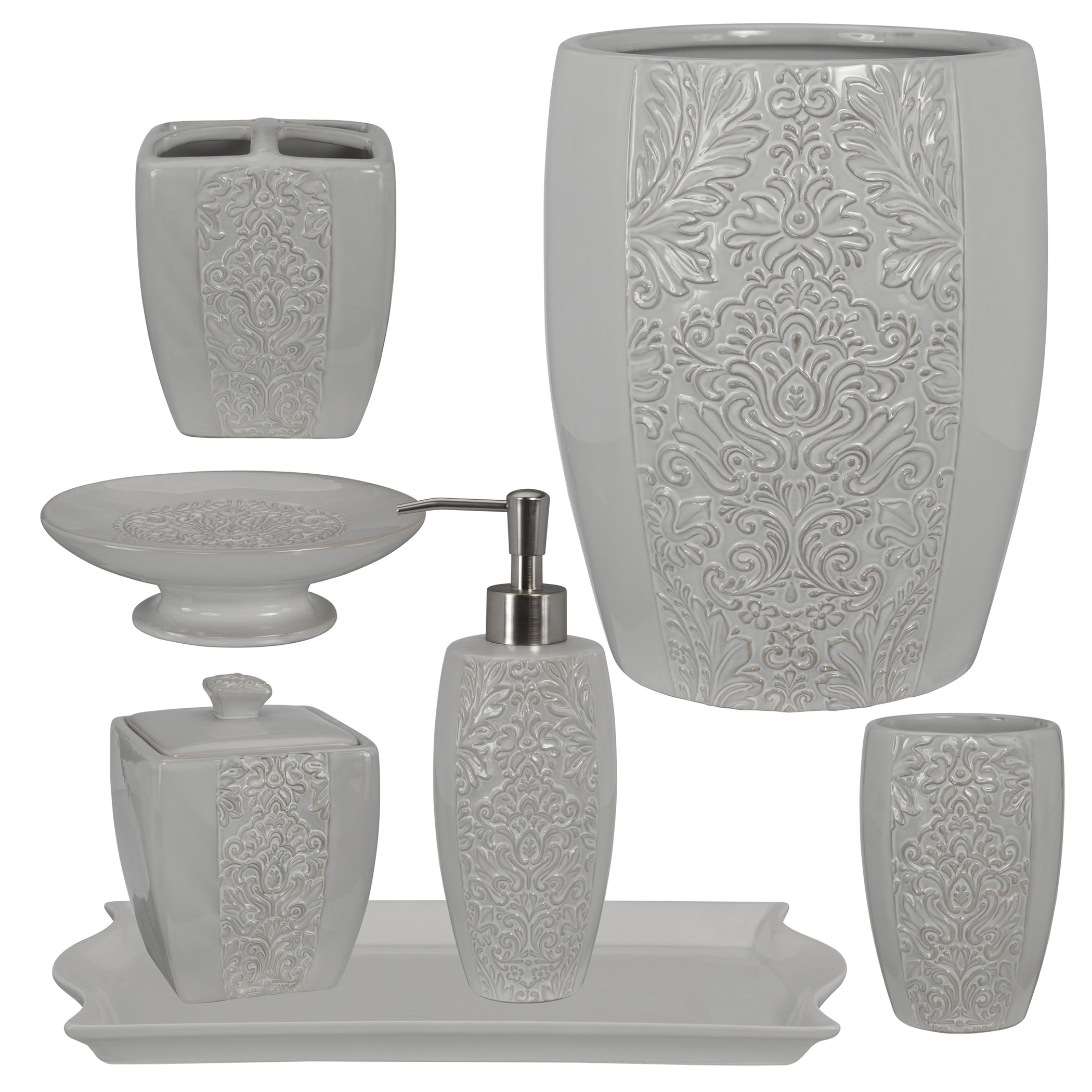 High Glaze Black Ceramic 4 Piece pc Bathroom Sink Bath Accessory Set