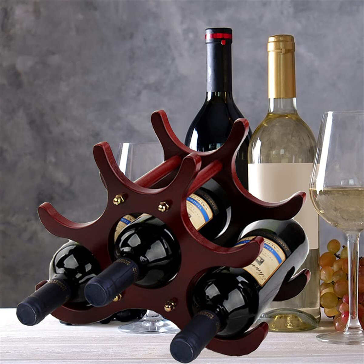 Godinger Wine Rack Metal Countertop Stand for Wine Bottles 6 Wine Bottle Storage Holder