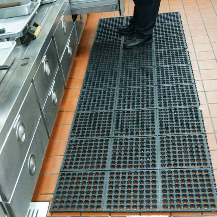 Rubber Cal Inc Dura Chef Interlock 36 X 36 Garage Flooring Drain Tile In Black Wayfair