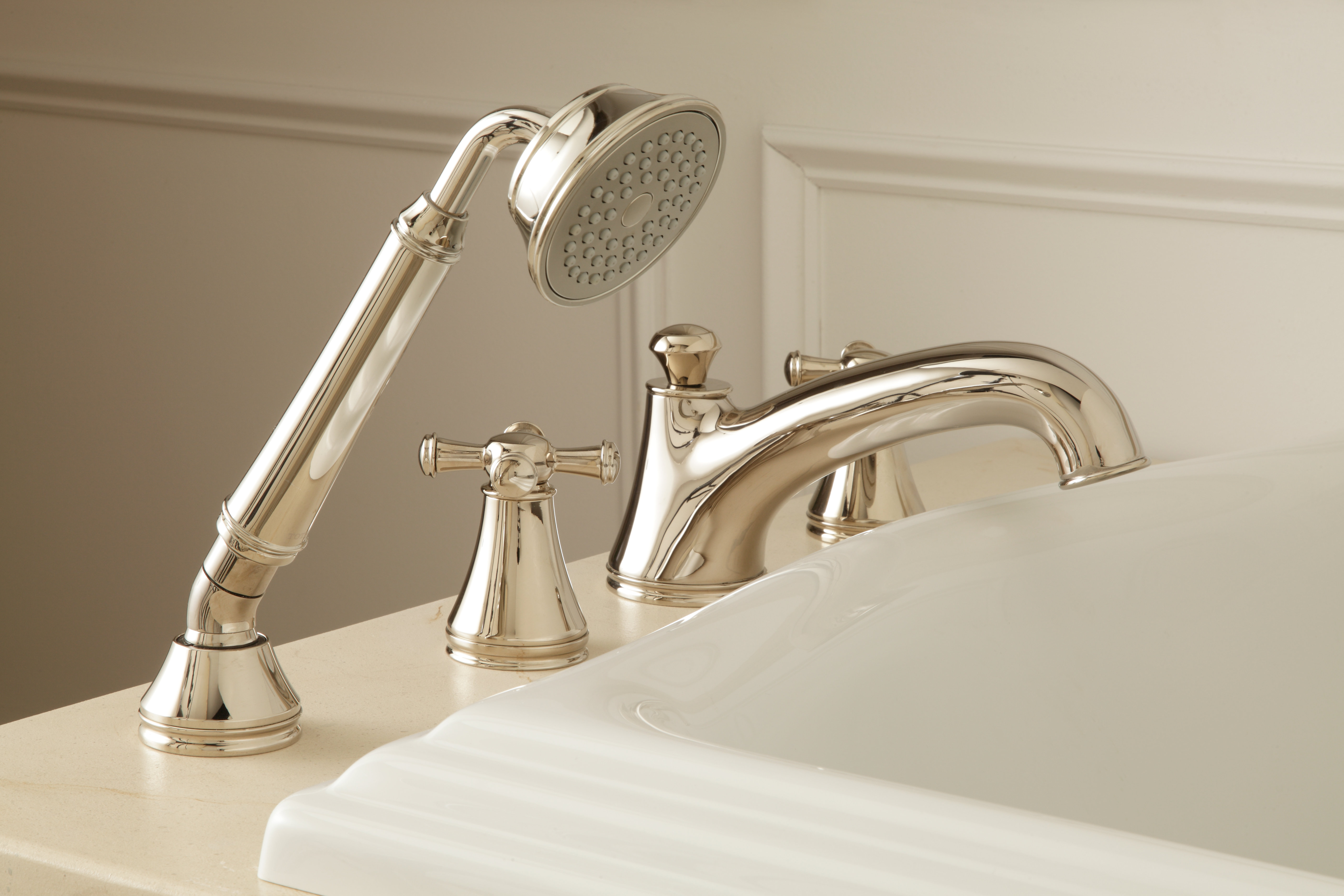 Toto Vivian Double Handle Deck Mounted Roman Tub Faucet Trim With Diverter Wayfair