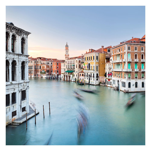 Venice Grand Canal from the Rialto Bridge 2.4m x 2.4m Embossed Matt Peel & Stick Wall Mural East Urban Home