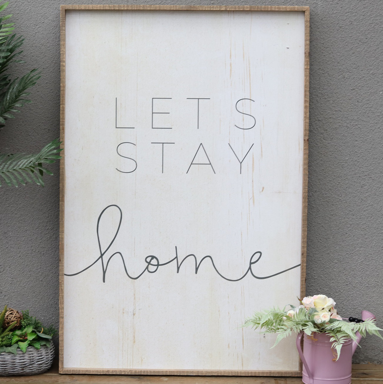 Gracie Oaks Let S Stay Home Large Vintage Wood Wall Decor Wayfair