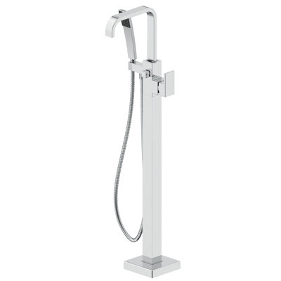 Double Handle Floor Mounted Freestanding Tub Filler With Hand