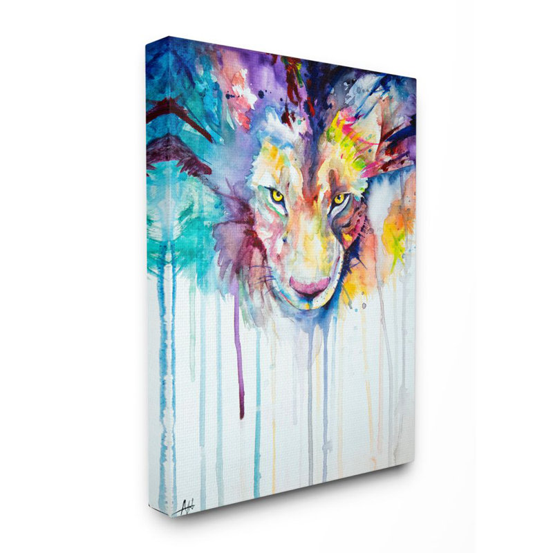 Ebern Designs Cool Colorful Large Cat Lion Portrait Animal