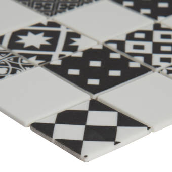 Msi Domino Hexagon 1 X 1 Porcelain Mosaic Tile In Matte Black White Wayfair