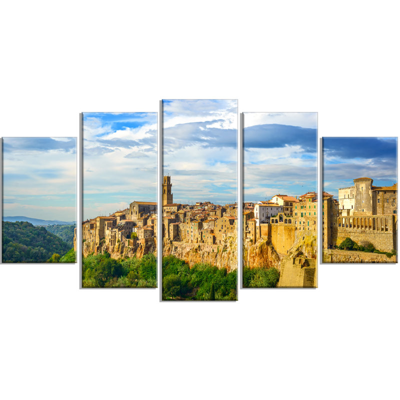 Designart Tuscany Pitigliano Medieval Village 5 Piece Wall Art On Wrapped Canvas Set Wayfair