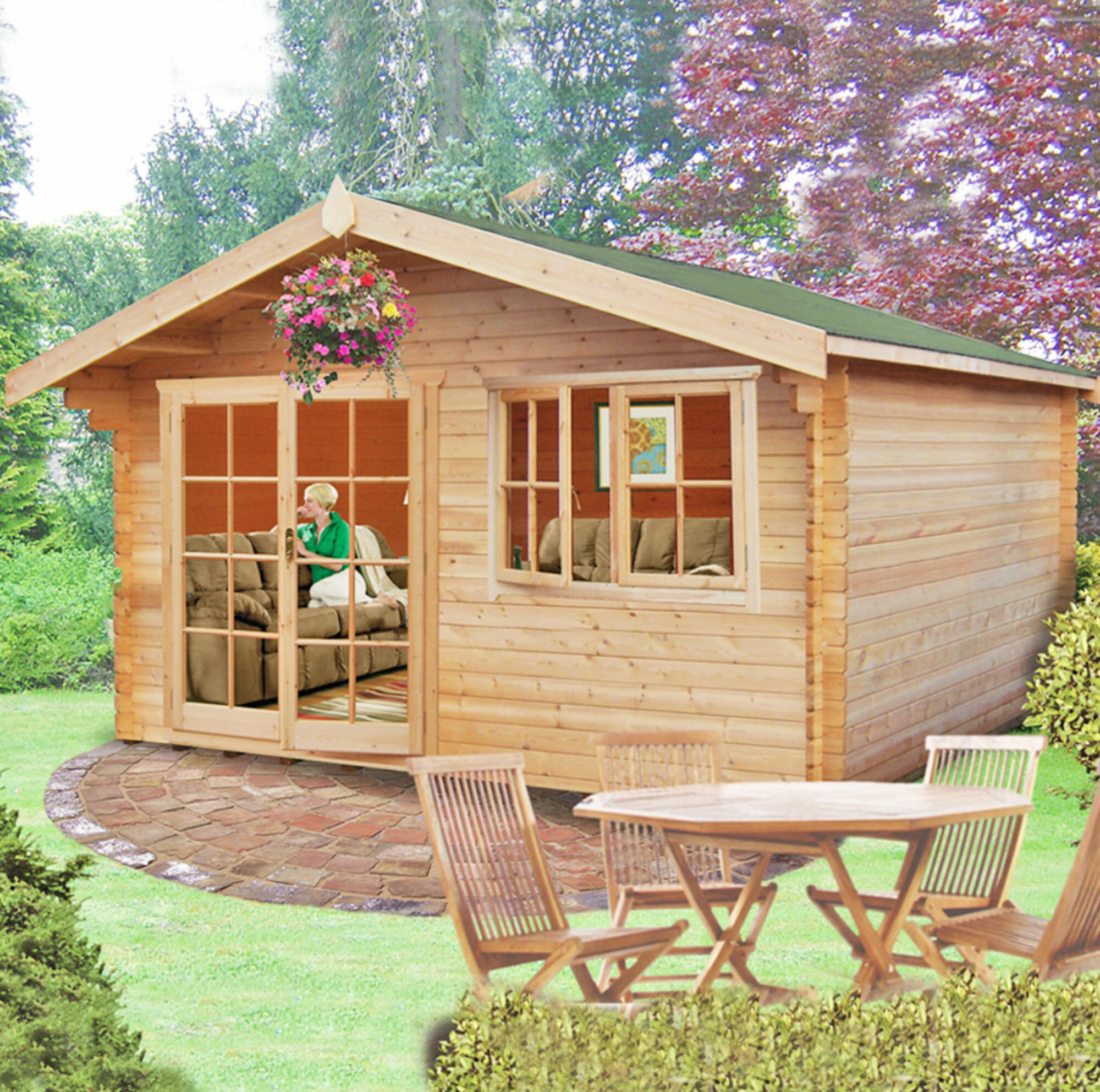 Dcor Design Abbeyford 12 X 12 Ft Tongue Groove Log Cabin