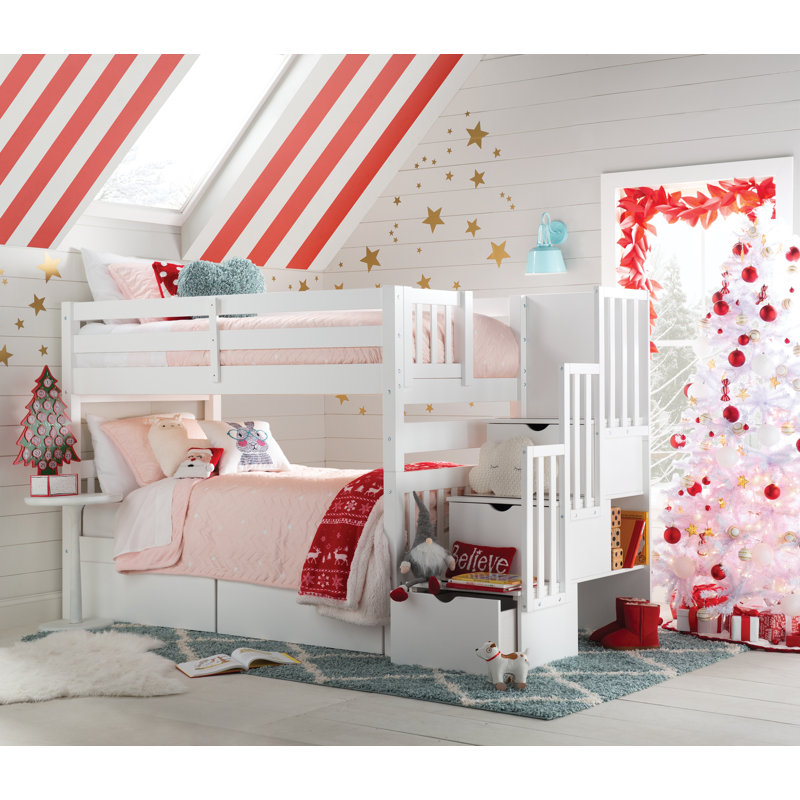 Harriet Bee Tena Twin Over Twin Stairway Bunk Bed With Drawers And Storage Reviews Wayfair