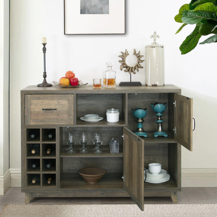 sideboard with dog bed underneath